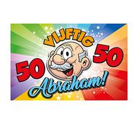 Folat - Targa per porta arcobaleno 50 ° compleanno Abraham - 58x37 cm