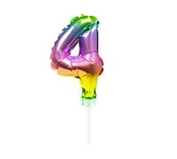 Folat Topper per Torta in Alluminio con Palloncino Arcobaleno, Numero 4 - 13 cm, Multicolore, 63064