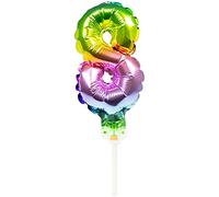 Folat Topper per Torta in Alluminio con Palloncino Arcobaleno, Numero 8 - 13 cm, Multicolore, 63068