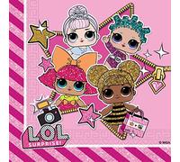 Procos- Tovaglioli LOL 33x33cm-20 Pezzi, Rosa, 90859P