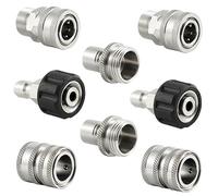 Folceretsc Kit di collegamento rapido per idropulitrice in acciaio , M22 14 mm su attacco rapido 3/8, adattatore a sgancio rapido da 3/4 a 1/2, durevole, facile da usare
