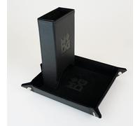 Metallic Dice Games FanRoll - Torre di dadi pieghevoli, colore nero, per giochi di ruolo, accessori per giochi di ruolo, per dungeons and drons, Warhammer, Gloomhaven e altro, età 12+