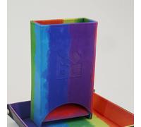 Fold Up Velvet Dice Tower: Watercolour Rainbow