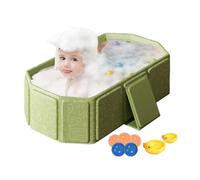Foldable Baby Bathtub, Large Toddler Tub, PVC Composite Board Portable Shower Basin, Includes Water Toys & Balls, 1300g Space-Saving Design, Ideal For Kids Aged 0-8 Boys & Girls, 75x70x25cm