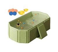 Foldable Baby Bathtub with Water Toys, Large Portable Toddler Bathtub, Includes 5 Balls, 2 Ducks, and Shower Basin for Kids 0-8 Years Old, Foldable Bath Tub for Boys and Girls