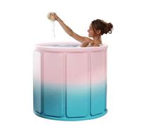 Foldable Bathtub, Portable Full Body Soaking Tub, 27.56x27.56x25.59 Inches Space Saving Household Bathing Tub for Adults, Camping, Travel, Toddler Shower Use, Indoor and Outdoor
