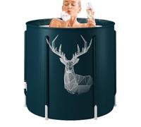 Foldable Bathtub, Portable Soaking Barrel, Lightweight Adult Shower Tub for Relaxation, Spa, Ice Bath, and Travel, Fits Shower Stall (27.56x25.59 inches)