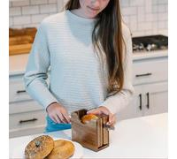 Foldable Bread Slicer Multifunctional - Bagel Slicer | Wood Anti-Slip Effortless Stylish Cutting Groove | Breads Cutter Kitchen Gadget | For Home Dorm Apartment Cafe Restaurant Coffee Shop Breakfast