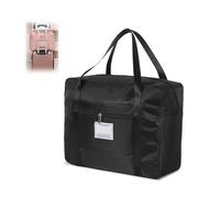Foldable Carry On Bag, Large Capacity Luggage Bag Travelling With Trolley Sleeve, Airlines Underseat Cabin, for Gym Beach Overnight Flight Weekend (Black,65 * 43 * 22CM)