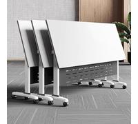 Foldable Conference Table, Flip Top Mobile Training Tables with Modesty Locking Casters, White Seminar Meeting Business DeskWood for Office,Classr