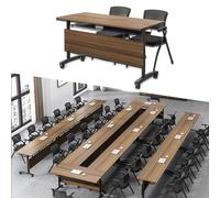 Foldable Conference Table,Modern Mobile Meeting Desk with Silent Wheels for Training Rooms,Rolling Conference Room Tables for Office,Classroom(4)