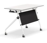 Foldable Conference Table with Silent Caster Wheels Rectangular Meeting Room Tables for Mobile Conference Room