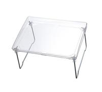 Foldable Desktop Storage Rack, 3 Tier Space Saving Organizer with Stainless Steel Frame, Collapsible Shelf for Bathroom Kitchen Bedroom