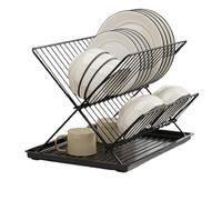 Foldable Dish Drying Rack - Tableware Storage Rack | 2 Tier Countertop Dish Drainers For Kitchen Counter | Detachable Water Catcher Tray, Drying Racks Kitchen Foldable For Cutlery, Plates, Dishes