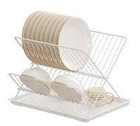 Foldable Dish Drying Rack with Drainboard,2 Tier Dish Rack for Kitchen Counter,Foldable Space-Saving Design Drying Rack for Dishes, Plates, and Cups(bianca)