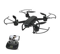 Foldable Drone with 4K Camera for Adults with HD Real-Time Image Transmission Gesture Photo/Video Fixed Height Mode Quadcopter (Black 4 Batteries)