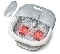 Foldable Foot Massager 500W with Heat, Bubble, Magnetic Therapy - Pedicure Foot Spa Bath with 4 Massage Rollers, Temperature Control, Red Light - Feet Soaking Tub for Relaxation, Stress Relief - Grey