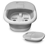 Foldable Foot Massager with Invigorating Bubble, Red Light, and Heat - Pedicure Foot Spa Bath for Relaxation, Stress Relief - Feet Soaking Tub with Temperature Control, 4 Massage Rollers, Grey