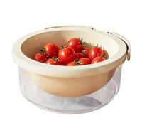 Foldable Fruit Cleaner Bowl with Lid, Multifunctional Vegetable Strainer Basket, Kitchen Washing Drainage Salad Berry Cleaning Bowl, Portable Food Prep Rinse Container, Modern Kitchen Utility Design