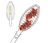 Foldable Grilling Basket, Locking BBQ Grill Fish Holder, Non Slip Handle