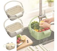 Foldable Hanging Sink Drain Basket,Stretchable Kitchen Colander，2*White