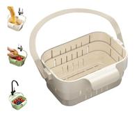 Foldable Hanging Sink Drain Basket,Stretchable Kitchen Colander with Flip Cover Space Saving Food Strainer,Multifunctional Removable Anti-Clog Filter for Fruits Vegetables，White
