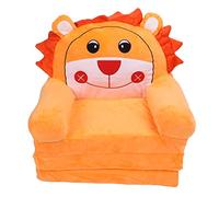 Foldable Kids Sofa Soft Breathable Flip Open Cartoon Animal Toddler Couch Bed for Living Room Bedroom Orange (3 Tier)
