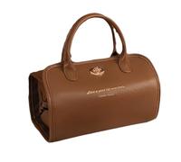 Foldable Makeup Bag, Portable Toiletry Bag, Proofed and Resistant, Space Saving Design, Waterproof Cosmetic Carrier, Roll Up Organizer for Toiletries, Detachable Pouch, 14 Cm-14 Cm, marrone scuro, Se