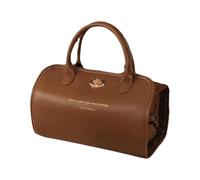 Foldable Makeup Cosmetic Bag, Waterproof Leather Travel Makeup Organizer, Cosmetic Storage with Compartments for Women, Stylish and Spacious Makeup Travel Case for Toiletries and Cosmetics