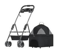 Foldable Pet Stroller Carriage Travel Cage Carrier Breathable Dog Pushchair Cart, Pet Dog Strollers For Small Medium Dogs, Pet Cat Stroller Separable Dog Pram With Cup Holder(Nero)