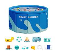 Foldable Pool, Non-Inflatable Family Pool, Kids Portable Swimming Tub, Compact Lightweight Sturdy PVC Space Saving for Outdoor, Indoor, Backyard, Garden, Balcony, Beach