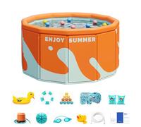 Foldable Pool, Non-Inflatable Family Pool, Kids Portable Swimming Tub, Compact Lightweight Sturdy PVC Space Saving for Outdoor, Indoor, Backyard, Garden, Balcony, Beach