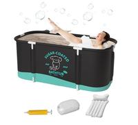 Foldable Portable Soaking Bathtub, Spa Tub for Hot or Ice Bath, Family Bathing Tub for Shower Stall, Bathroom, Apartment, or Separate Washroom Use, 1 Set 45.3x23.6x19.7 Inches