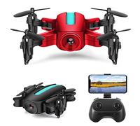 Foldable RC Drone Drone for Kids Drones with 1080P HD Camera Air Pressure Hovering 3D Rollover Headless Mode Trajectory Flight Gravity Sensor One Key Return (Color : White)(Red)
