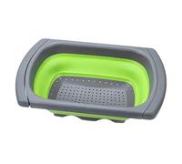 Foldable Rinse Bowl, Space Saving Drainer, Strain with Fast Flow, Multi Purpose Food Washing Colander, Sink Basket with Minimal Style, Produce Cleaner for Meal Prep 10.39x15.35x1.65 inches