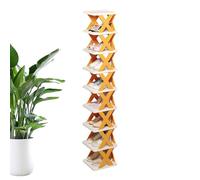 Foldable Shoe Rack, Vertical Shoe Organizer, Multi Tier Tall Design, 10.43x10.04x50.98 Inches Space Saving Container, Shoes Storage Shelf for Bathroom, Entryway & Small Apartments