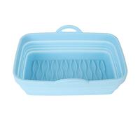 Foldable Silicone Fryer Liner | Food Grade Reusable Basket with Handles for Baking/Camping/Barbecue | Dishwasher Friendly Non Stick Hot Fryer Accessory (Blue)