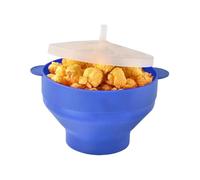 Foldable Silicone Microwave Popcorn Bowl - Round Colapsible Poppers with Lid and Handle | Silicone Reusable Popcorn Maker for Kitchen Baking Restaurant Home | 12.5x8.5cm Unfolded, Easy Storage