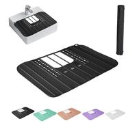 Foldable Silicone Sink Cover Mat Makeup, Heat-Resistant Silicone Bathroom Sink Cover for Extra Counter Space, Sink Organizer Countertop for Beauty Tools(Black)