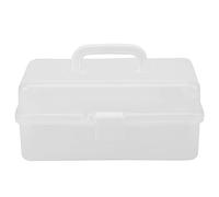 Foldable Storage Box 3 - Layer Organizer | Transparent Plastic Container with Handle for Small Items/Tools/Crafts | Multi - Compartment Case with Lock Hole (Transparent)