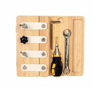 Foldable Tool Activity Panel for Seniors, Wooden Fidget Board with Multiple Screwdriver Tools, Rotating Mechanisms, Fine Motor Skills, Compact for Travel