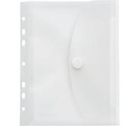 FolderSys 10 buste portadocumenti formato A5, in polipropilene, 20 mm, pieghevoli, con fori e chiusura in velcro, trasparenti