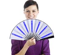 FoldiIng HanNd - Ventaglio pieghevole con luce a LED, grande ventaglio pieghevole in tessuto di nylon palmare FoldiIng Fn | LED per eventi di festa | FoldiIng HanNd Fan per uso notturno