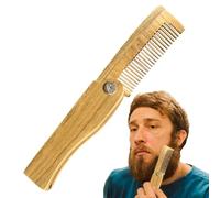Folding Beard Comb For Men - Natural Wood Anti-Static Pocket Combs | Portable Moustache Comb With Brushing Care | F0r Travel Grooming Daily Use, Wooden Beard Brush Gift For Well-Groomed Gentle
