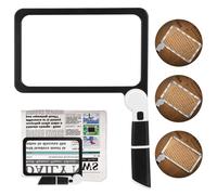 Folding Black Acrylic Magnifying Glass with Bright Light for Reading Use