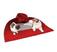 Folding Cat Tunnel, Foldable Kitten Hideaway, Interactive Pet Play Toy, 24.8x24.8x9.84 Inches, Portable Felt Tunnel with Ball for Small Medium Large Cats Indoor Entertainment