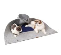 Folding Cat Tunnel, Foldable Kitten Hideaway, Interactive Pet Play Toy, 24.8x24.8x9.84 Inches, Portable Felt Tunnel with Ball for Small Medium Large Cats Indoor Entertainment