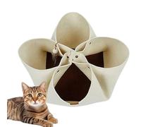 Folding Cat Tunnel, Foldable Kitten Hideaway, Interactive Pet Play Toy, 24.8x24.8x9.84 Inches, Portable Felt Tunnel with Ball for Small Medium Large Cats Indoor Entertainment