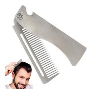 Folding Comb, Stainless Steel Pocket Hairbrush, Adorable Daily Groomings Styling, Travel Hair Straightener for Beard Mustache Styling, Everyday Grooming Combs Tool, Men, Silver