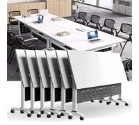 Folding Conference Room Table, Flip Top Mobile Meeting Office Training Room Desk with Wheel, Modern Training Meeting Seminar Classroom Tables(E 6Pack 55.1 x 23.6 x 29.5inch)